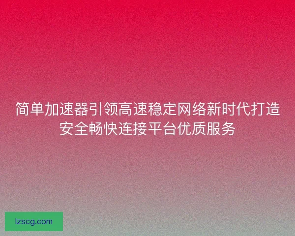 简单加速器引领高速稳定网络新时代打造安全畅快连接平台优质服务